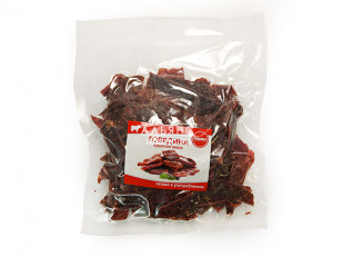 Картофель «Бруто» с солью 130 гр.: Говядина вяленая (строганина)